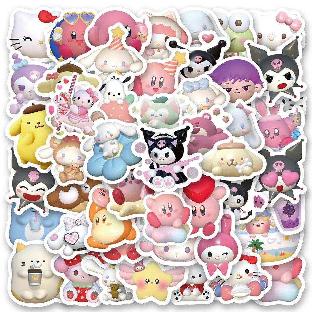 

10/30/50/100Pcs Cartoon Cinnamoroll Kuromi My Melody Stickers Anime Cute Aesthetic Sanrio Decals Sticker Toy Graffiti Phone Bike