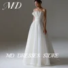 MD Simple A-line Scalloped Wedding Dress Sleeveless Korea Photoshoot Pleat Floor-Length Bridal Gown Corset Customized 웨딩드레스 2025 1