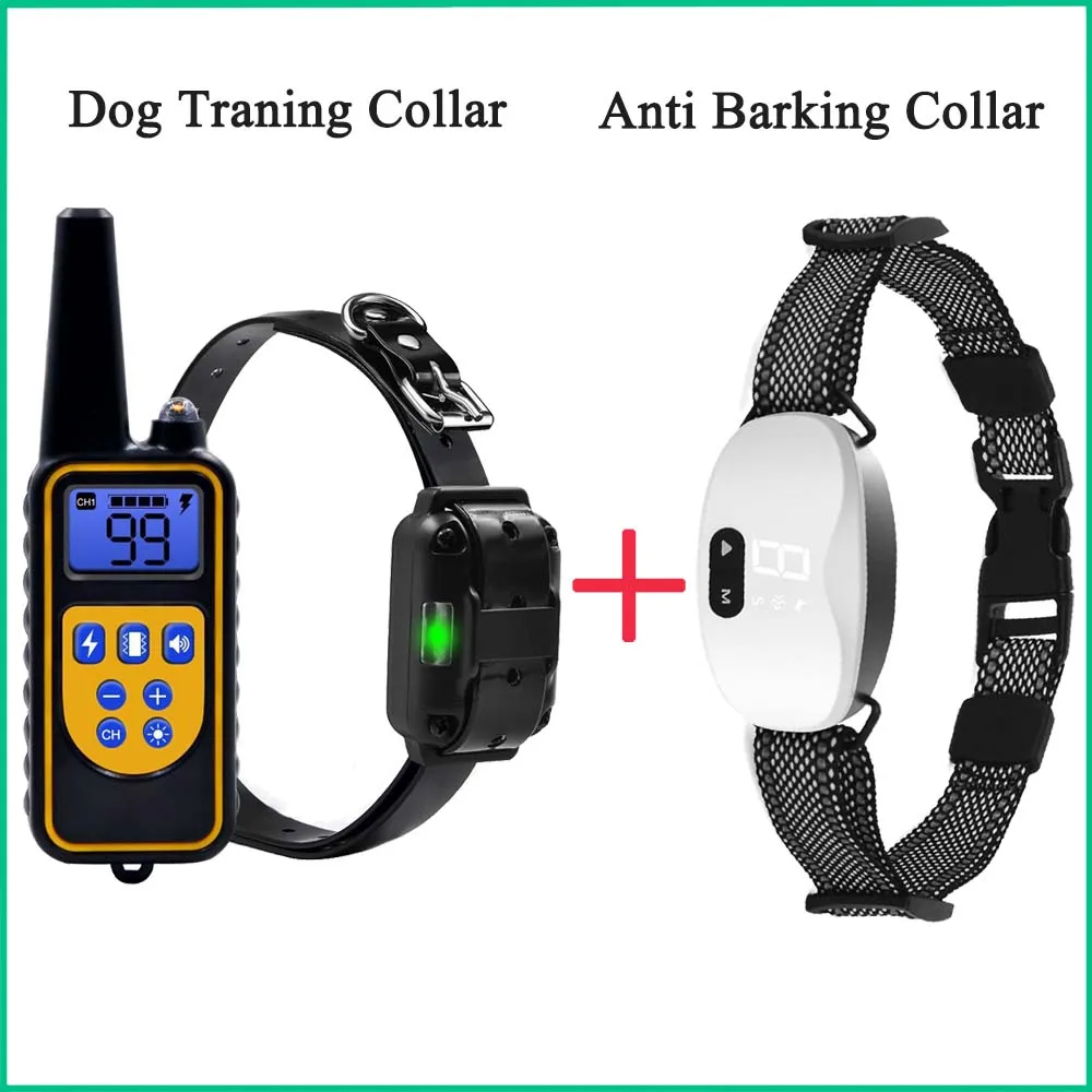 

Electric Dog Training Collar & Anti Barking Collar Professional Help Train Behavior Aids 800m Pet Remote Control Waterproof