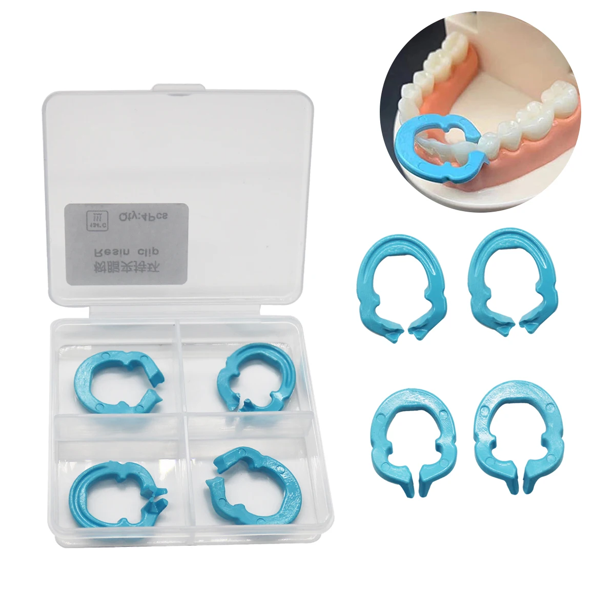 

4Pcs/Box Dental Rubber Dam Clamp Resin Matrix Ring Clips Matrix Fixed Clamp Autoclavable For Dental Lab Instrument