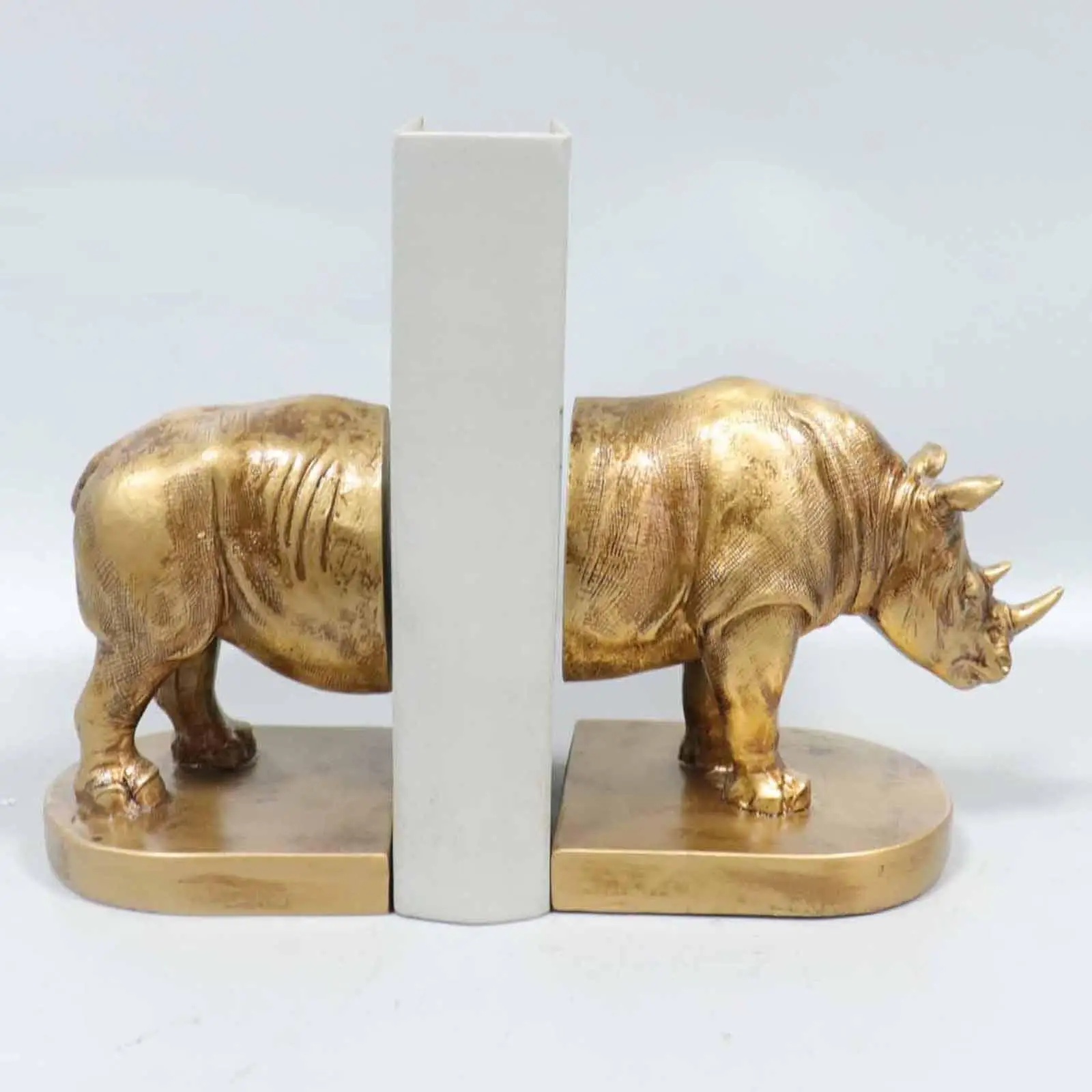 2x Decorative Bookends Book Stand Multifunctional Functional Rhino Statues Rhino Bookends for Coffee Tables Living Room