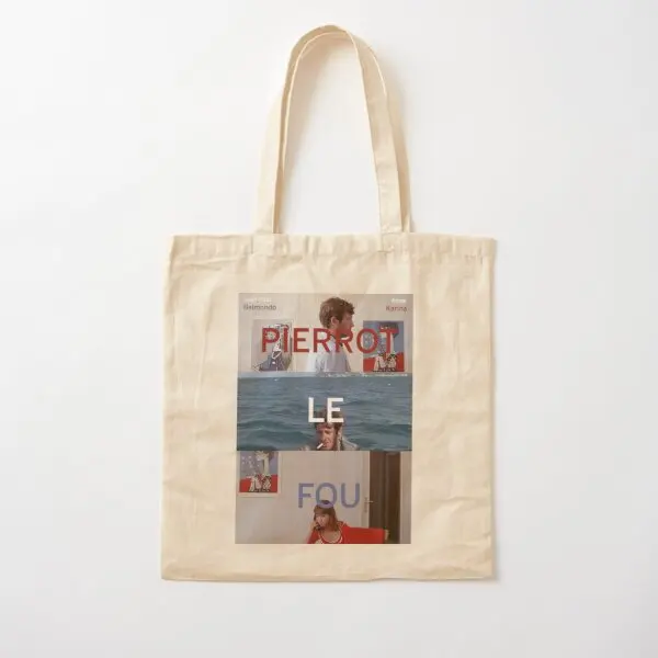 Pierrot Le Fou Poster Anna Karina E J Canvas Bag Fabric Designer Unisex Ladies Grocery Tote Borsa A Tracolla Riutilizzabile Donna
