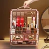 Transparent Lipstick Holder With Lid Lip Gloss Storage Stand Small Makeup Organzier With Handle Cosmetics Storage Display Box 4