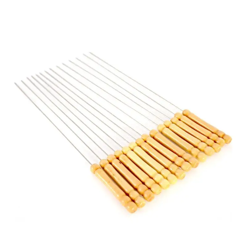 Barbecue Skewers 1pc/10pcs Stainless Steel Wooden Handle Barbecue Pin Mutton Skewer Round Sign Flat Iron Skewer Tool Steel barbecue skewers,barbecue tools