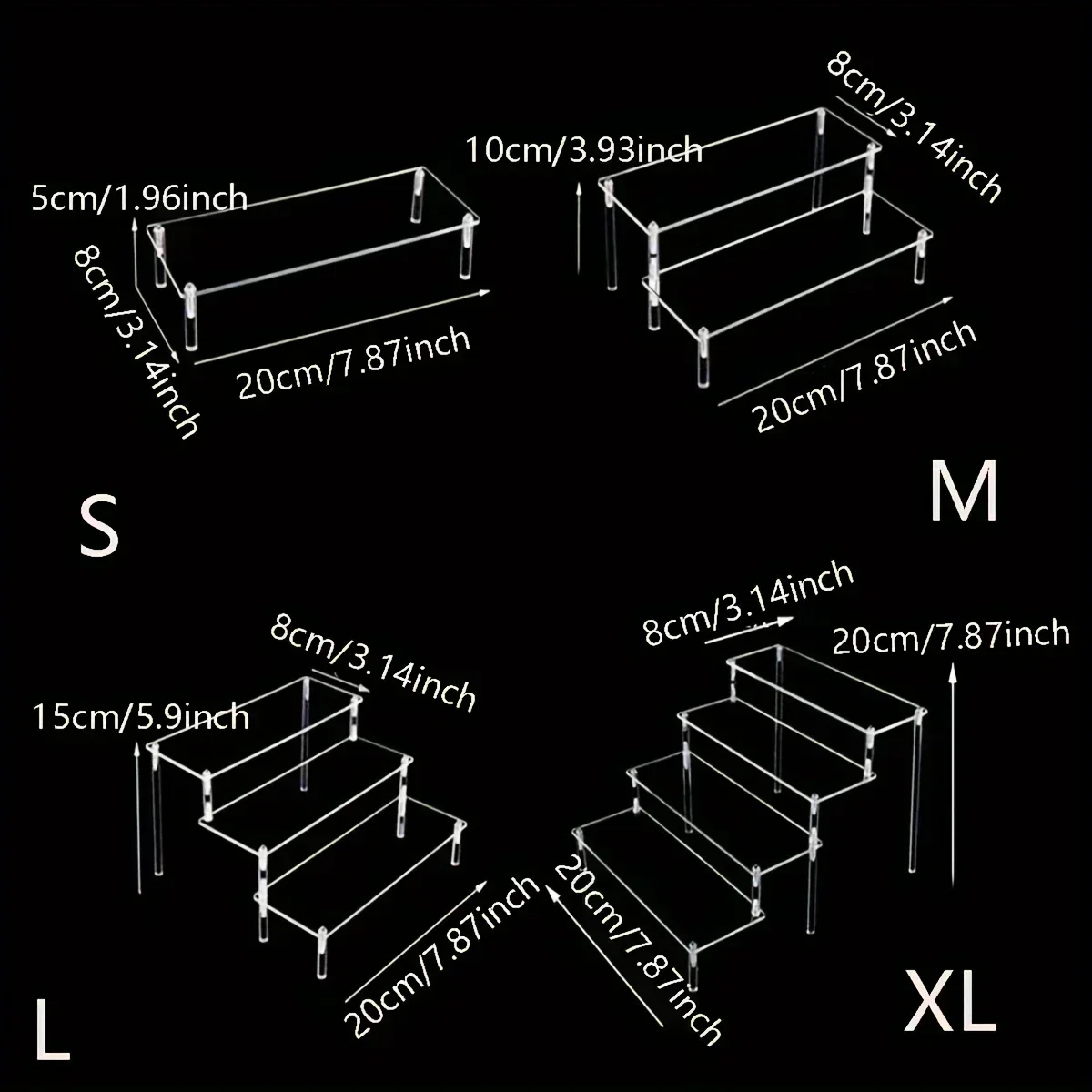 1-4 Tier Acrylic Display Stand Clear Display Riser Rack for Cupcake Perfume Doll Décor Organizer Amiibo Funko POP Figures DC05