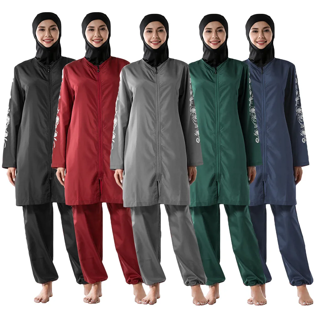

3PCS Conservative Full Cover Swimwear Muslim Women Burkini Hijab Swimsuit Modest Bathing Suit Islamic Swim Surf Arab Beachwear