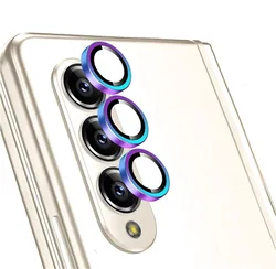 Premium Metal Camera Lens Ring Cover with Tempered Glass Protective Film - Samsung Z Fold4 (Colorful)