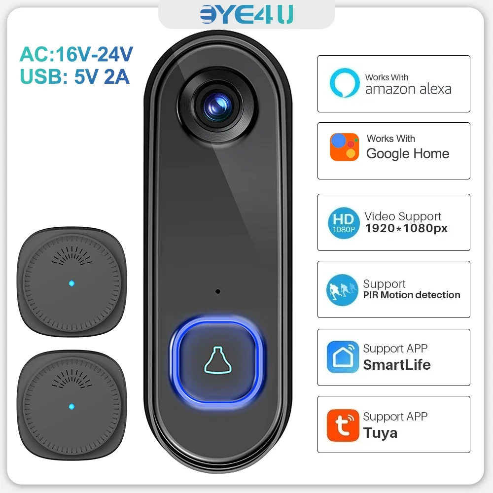 Smart WiFi Video Doorbell with Night Vision