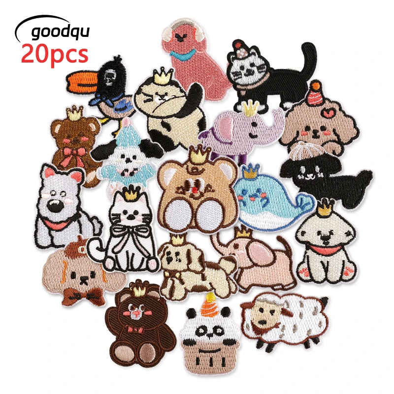 20Pcs Anime Tiere Katzen Bär Nette Eisen Auf Patches Für Kleidung Kinder Lot Gestickte Pack Diy Stoff Nähen Jacke mädchen Jungen Parche