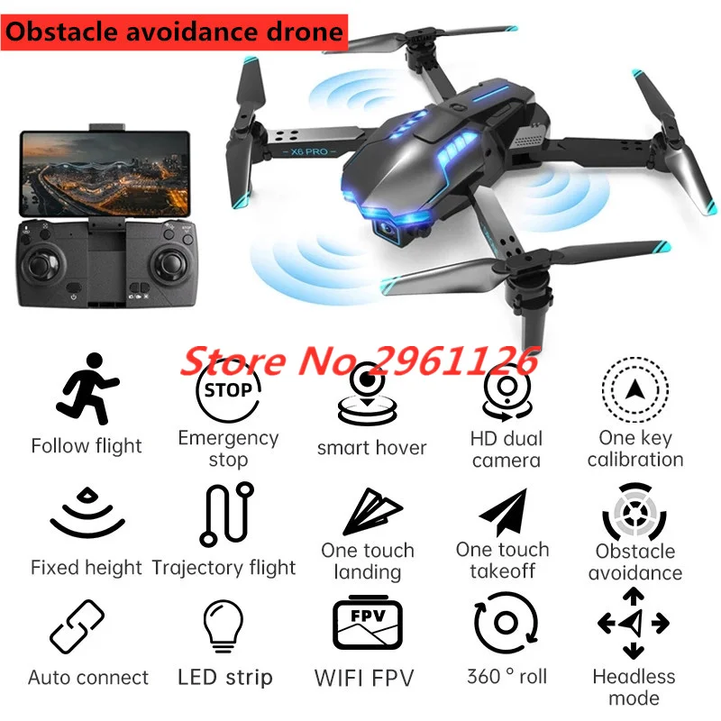 

4K Profession Drone 4K Dual Camera Foldable Obstacle Avoidance Dron Optical Flow Localization Lateral Flight Helicopter Boy Toys