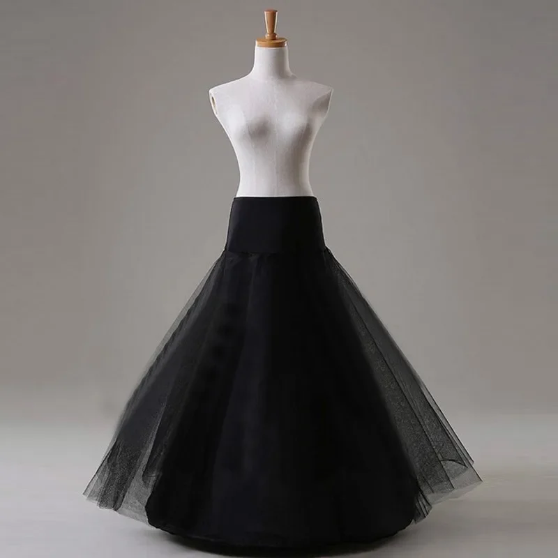 Black Hoop Long Petticoat Crinoline Ball Gown Skirt Underskirt Wedding Accessories Jupon Marriage New