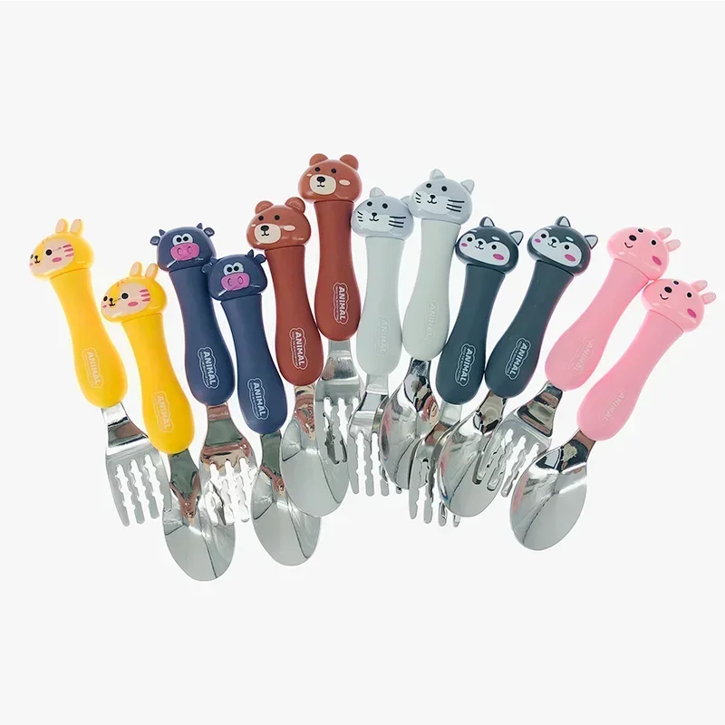Tableware Cartoon Kids Fork Spoon Set Dessert Spoon for Children Fork Baby Gadgets Feed Kid Children's Cutlery