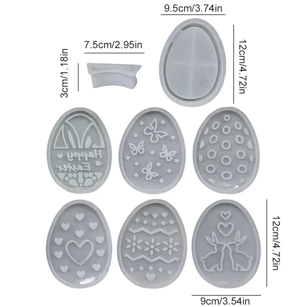 Hollow Easter Egg Rabbit Lamp Silhouette Silicone Mold DIY Gypsum Candle Base Plaster Mold for Easter Decoration