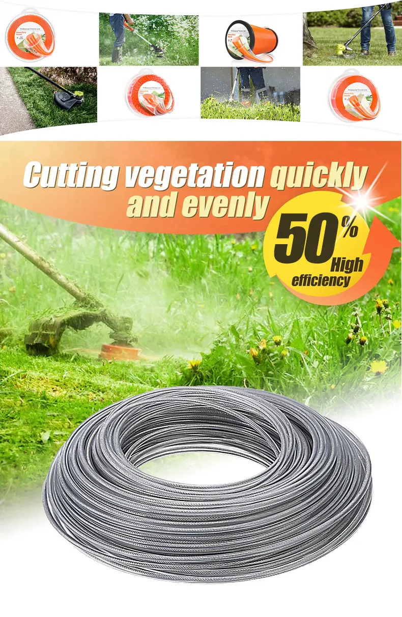 INDEL Steel Wire Nylon Grass Trimmer Line 3.0×5M/10M Brushcutter Trimmer Rope Lawn Mower Cord Long Round Roll Grass Replacement