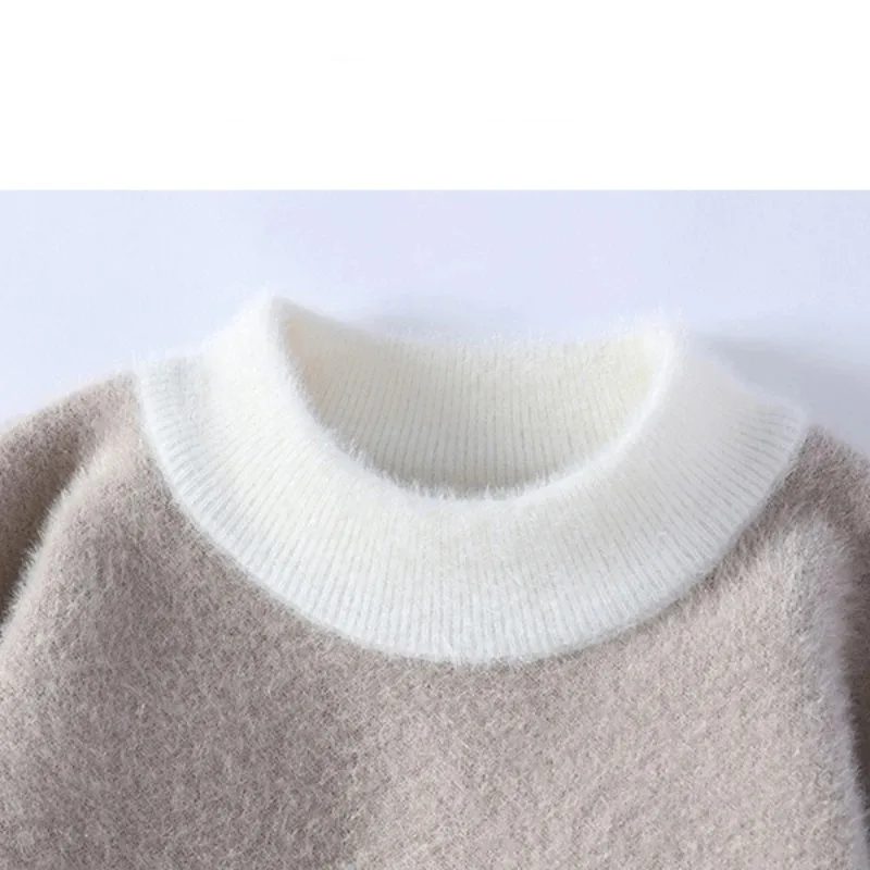 2024 Autumn Winter New Men's Fashion Casual Slim Fit Letter Sweater Men's Plus Velvet Thick Warm Large Size Sweater Pullover 3XL