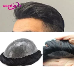 Human Hair Wigs With Knots Man Toupee Full PU 0.12mm Thin Skin Natural Human Hairpiece 100% Human Hair System Units Hairpiece
