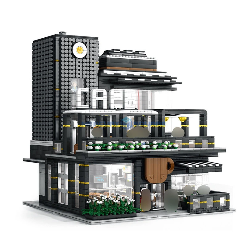 Corner Cafe Shop Model Building Moc 86007 Architettura A Doppio Piano City Street View Blocchi Modulari Mattoni Giocattolo Regalo Creativo