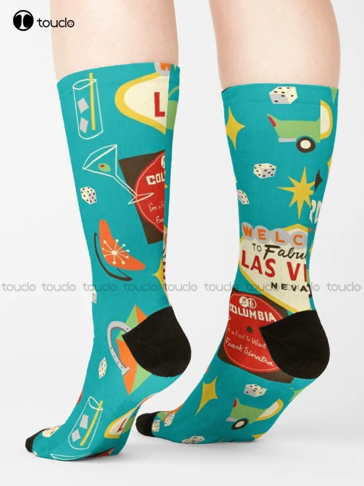 

Vintage Las Vegas Socks Slouchy Socks For Women Cartoon Comfortable Best Girls Sports Street Skateboard Socks 360° Digital Print