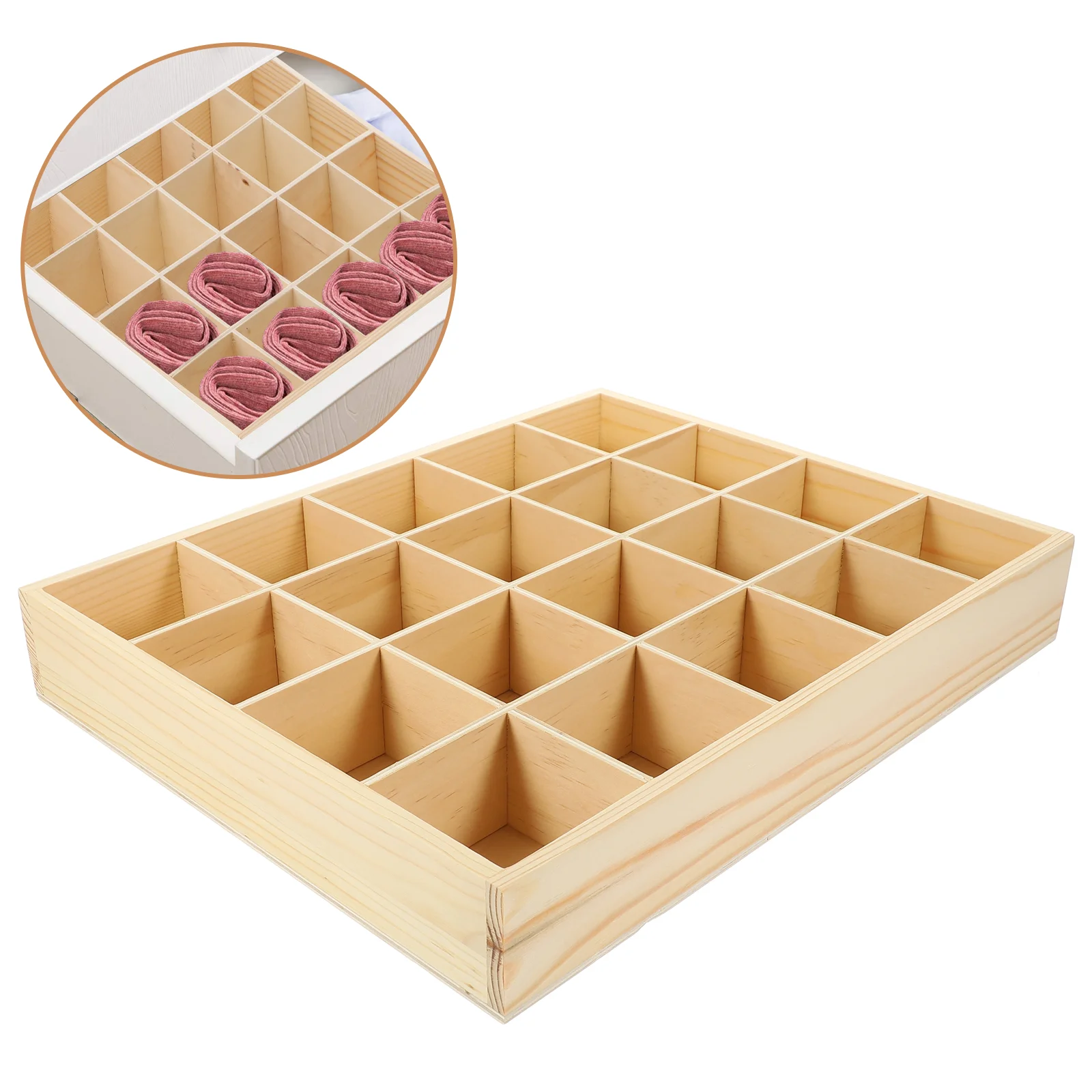 

Underwear Storage Case Socks Organizer Compartments Storage Box Panties Stackable Drawer Sundries Container (Wooden Color)