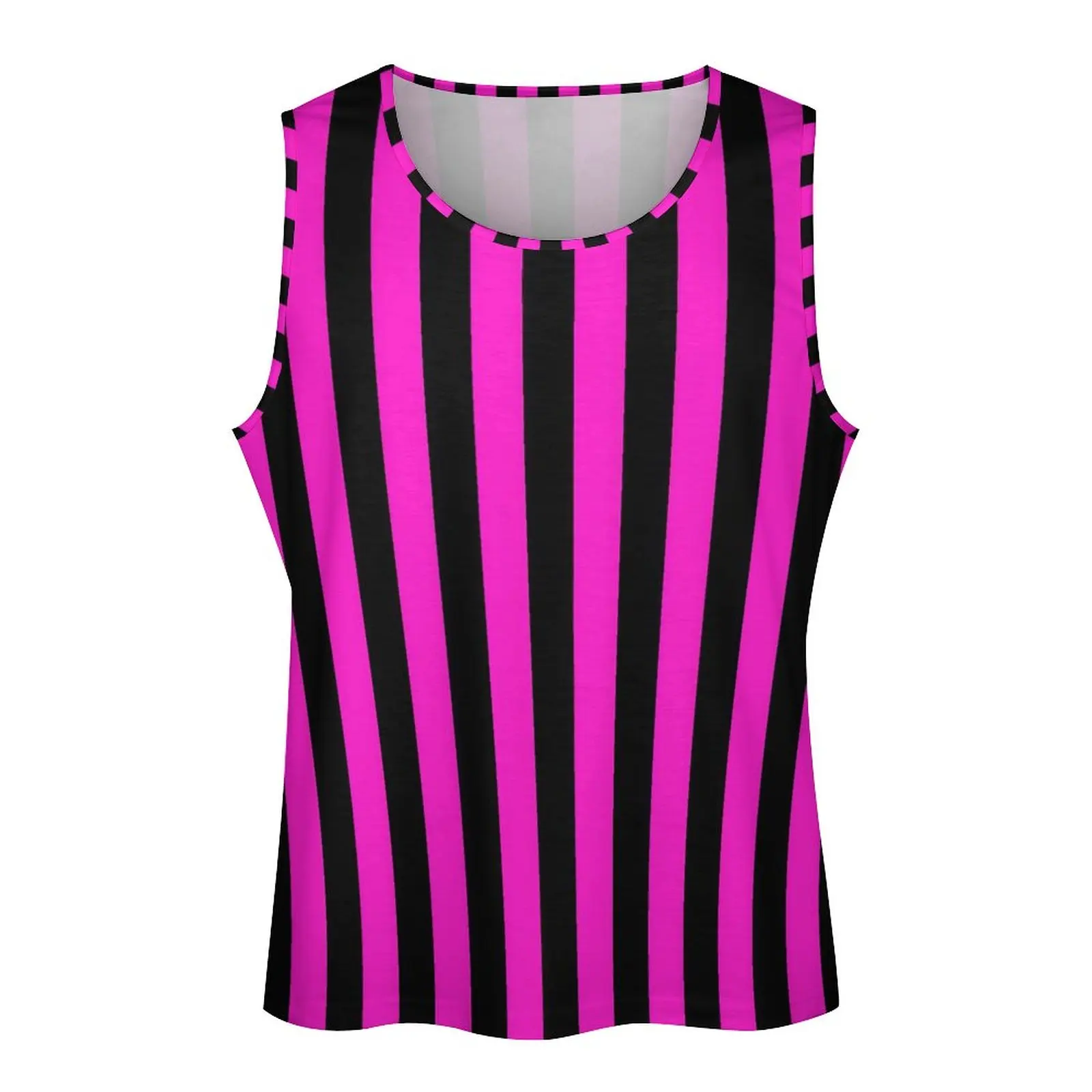 Vertical Striped Summer Tank Top Pink And Black Workout Tops Men Design Sportswear Sleeveless Shirts Large Size 4XL 5XL