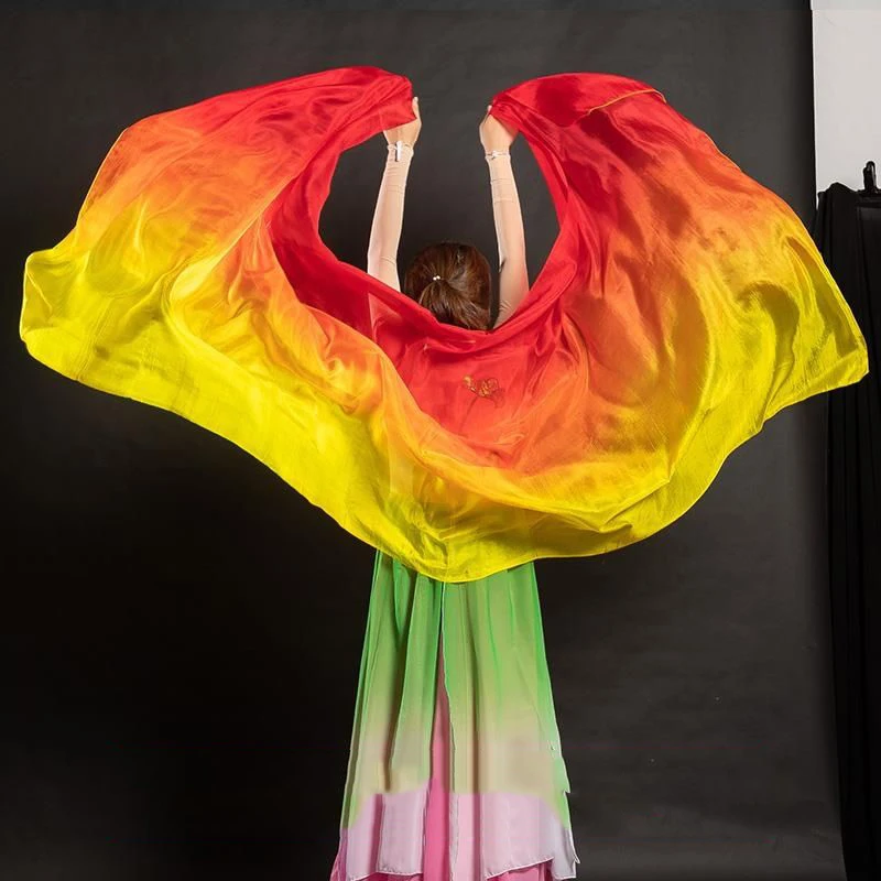 250x114cm Women Dancing Scarf Gradient Color Hijabs Latin Belly Dance Performance Shawl Costumes Accessories Scarf