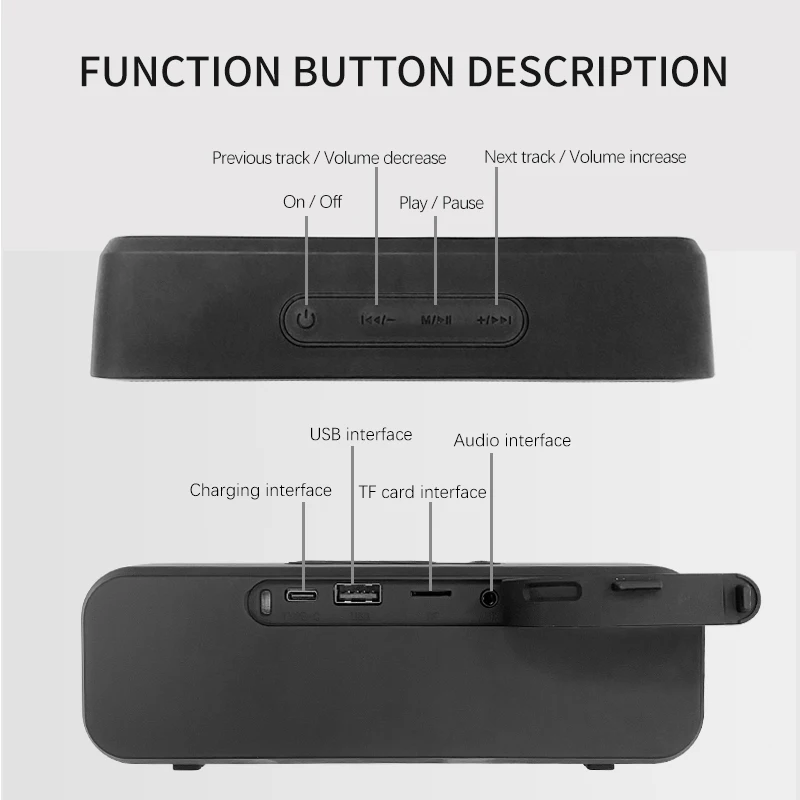Bluetooth Speakers Outdoor Music Player Loudspeaker HiFi Stereo Sound Subwoofer 1200mAh Long Standby 5