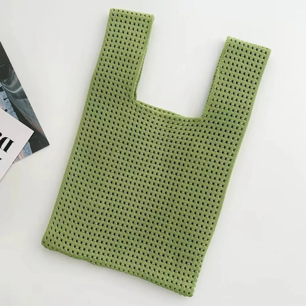 Modische Retro-Strickhandtasche mit Großer Kapazität, Ausgehöhlte Westentasche in Einfarbigem Design für Damen – Detail 6