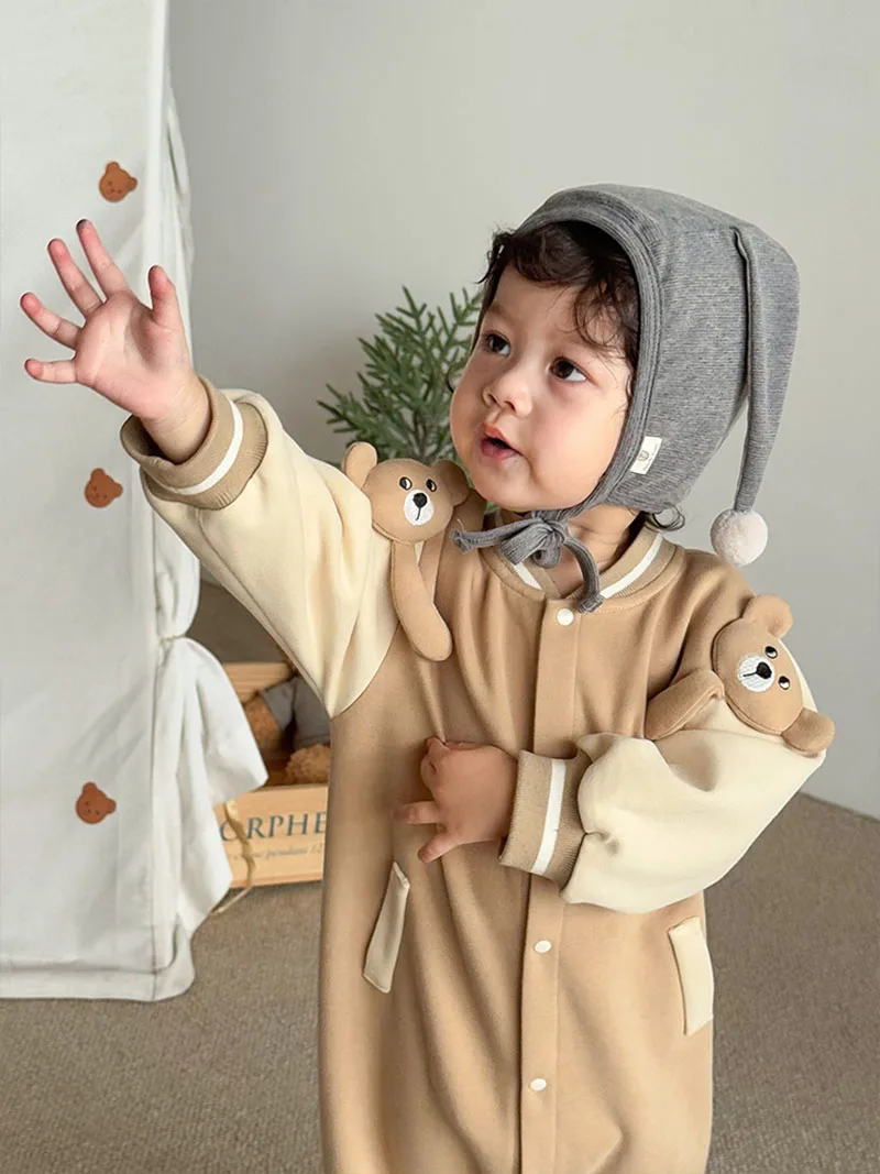 Autumn Baby Rompers Cartoon Bear Jumpsuit