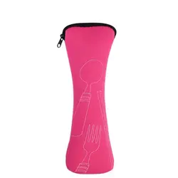 Portable Travel Tableware Storage Bag - Compact Picnic Case (Rose Red)