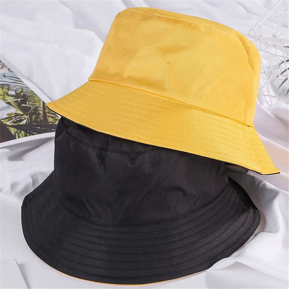 hat bucket Double-sided Wearing Cap Solid Color Bucket Hat Men Women Sun Hat Reversible Fisherman Hat Summer Panama Cap Sun Fishing Gorros fisherman hat