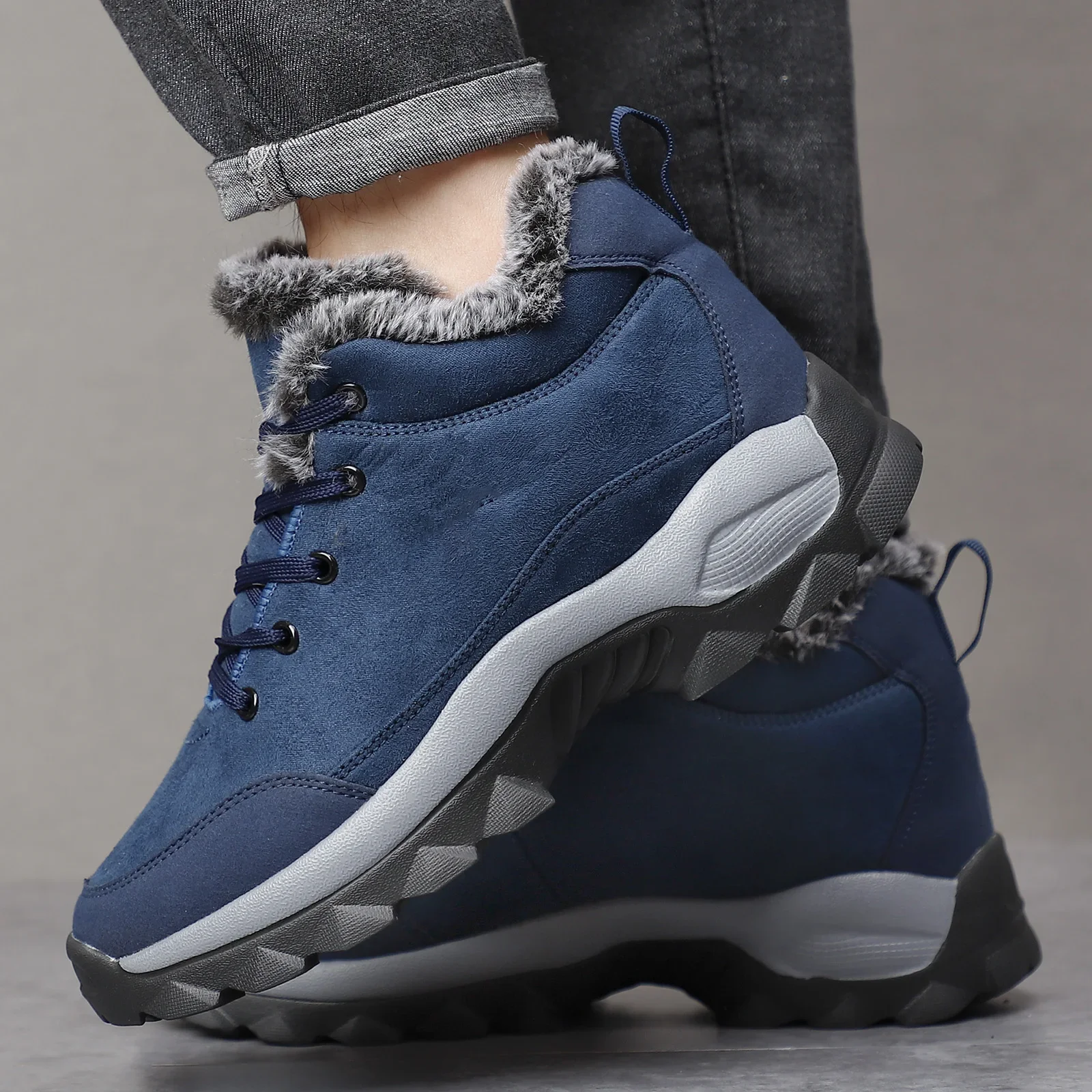 Men Winter Snow Boots with Fur Outdoor Sneakers Men Shoes 2023 New Male Warm Footwear Ankle Boots for Men Botines Botas Hombre - 5