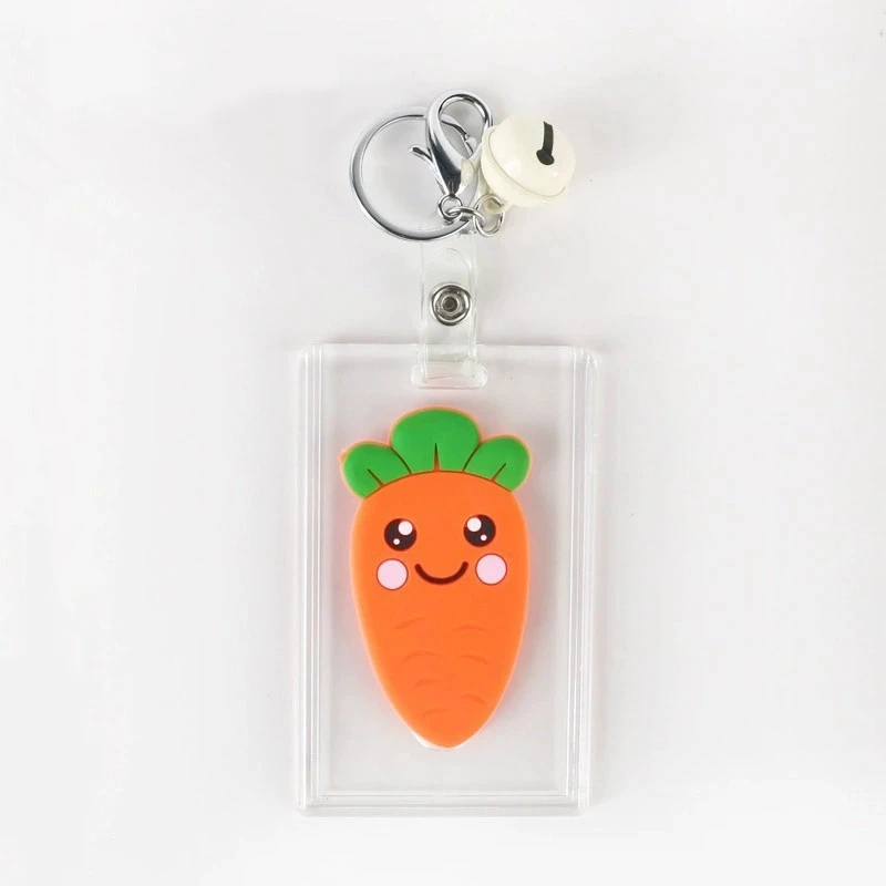 Creative Cartoon Carrot Printing Transparent Acrylic Card Holders Kawaii Students Bus Metro Card Hold