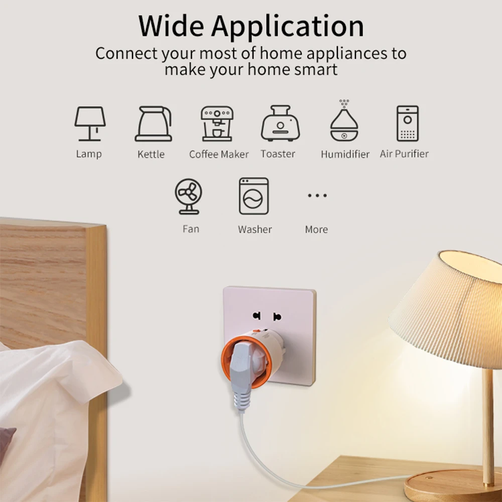 AUBESS Zigbee EU Smart Plug Smart Home Wireless Remote Control Power M