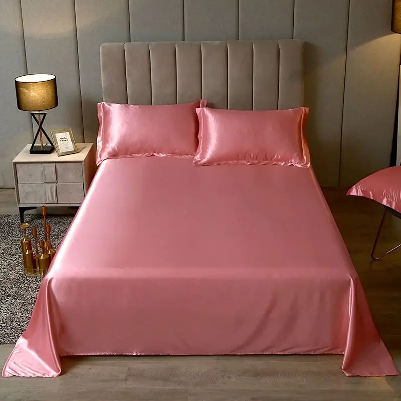 

Pure Satin Silky Soft Bed Set Cover Sheet Pillowcase Cover for Bed Home Decro Rectangles Bed Linings Multicolor Bedding Sets