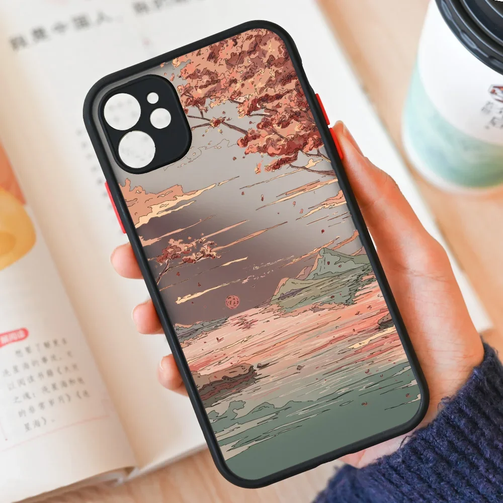 Anime Landscape Hard Matte Phone Case | Scenic Design Protective Cover