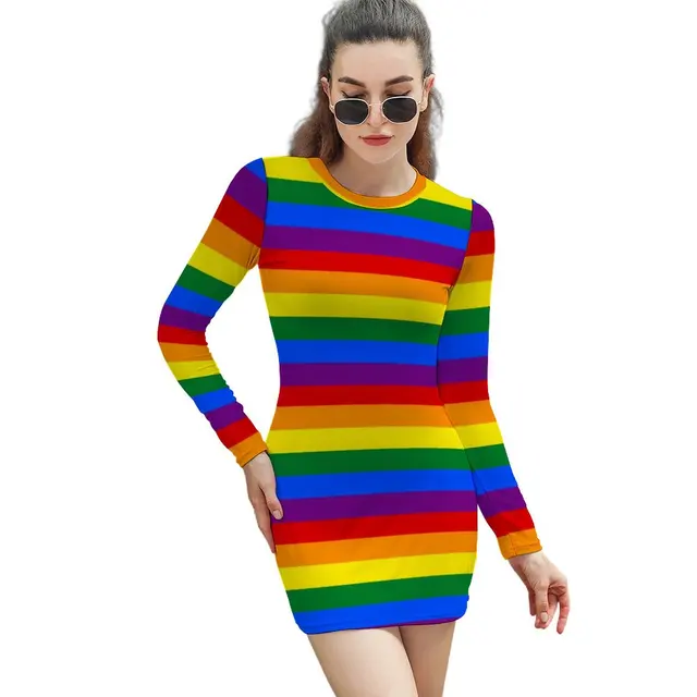 Bling Me Up Rainbow Dress Women Striped 