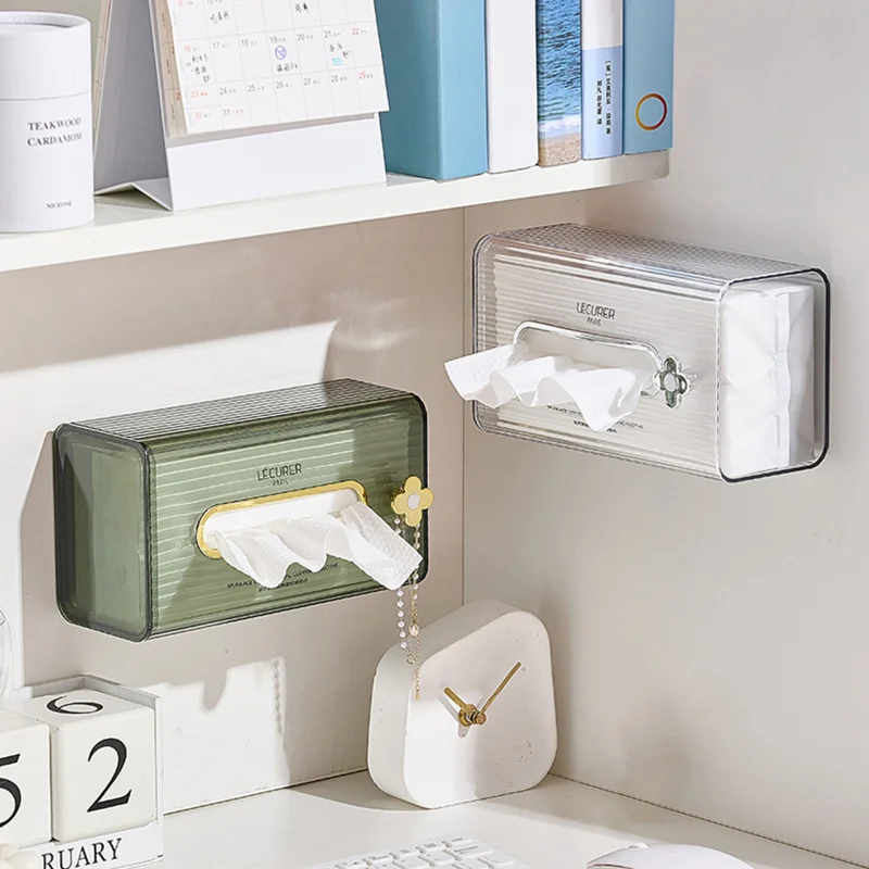 Wall mounted Transparent Tissue Box Wet Wipe Holder Napkin Paper Case