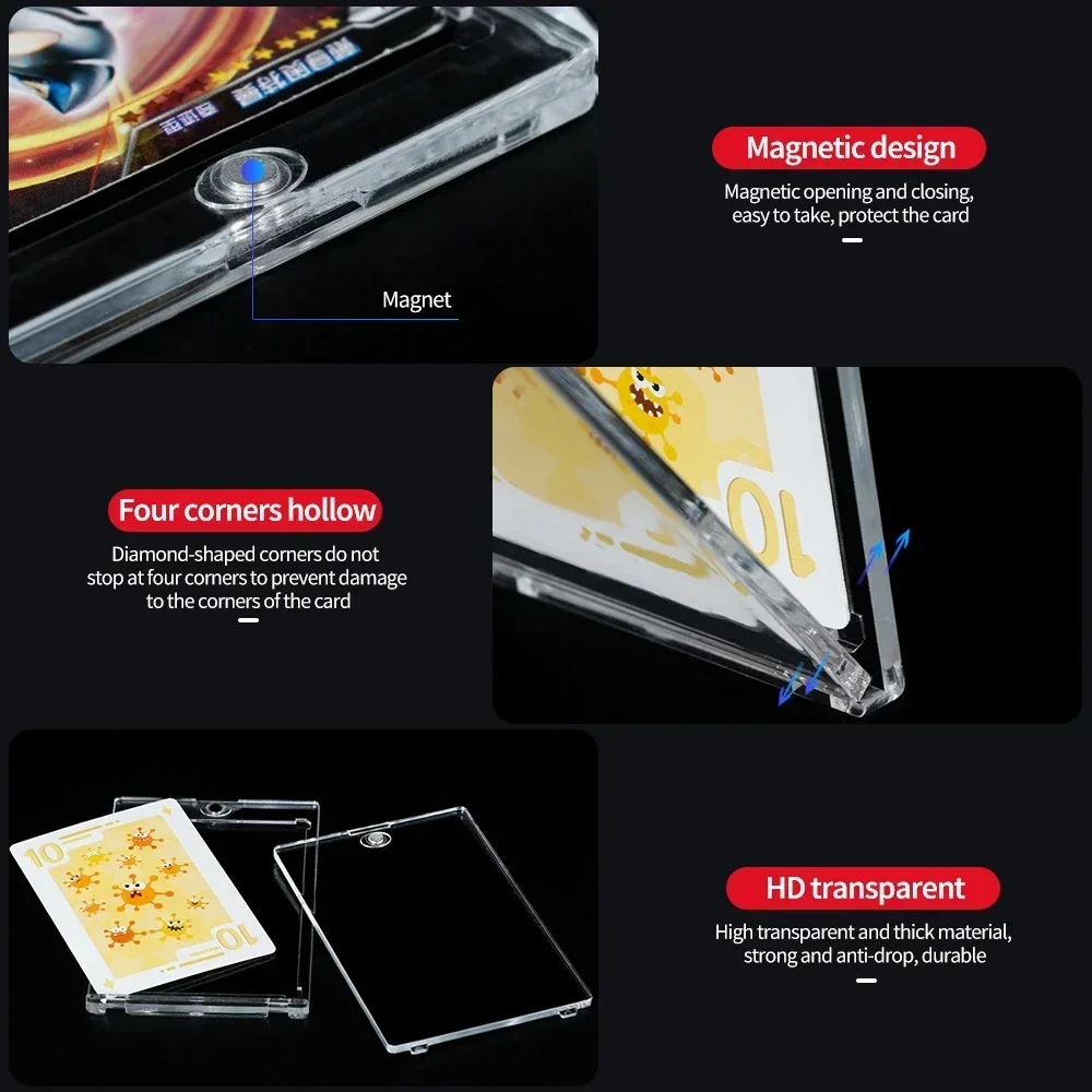35-180PT TCG Card Acrylic Transparent Collection Sleeves Frames Magnetic Display Holders Storage Box for Yugioh Pokemon Cards 4