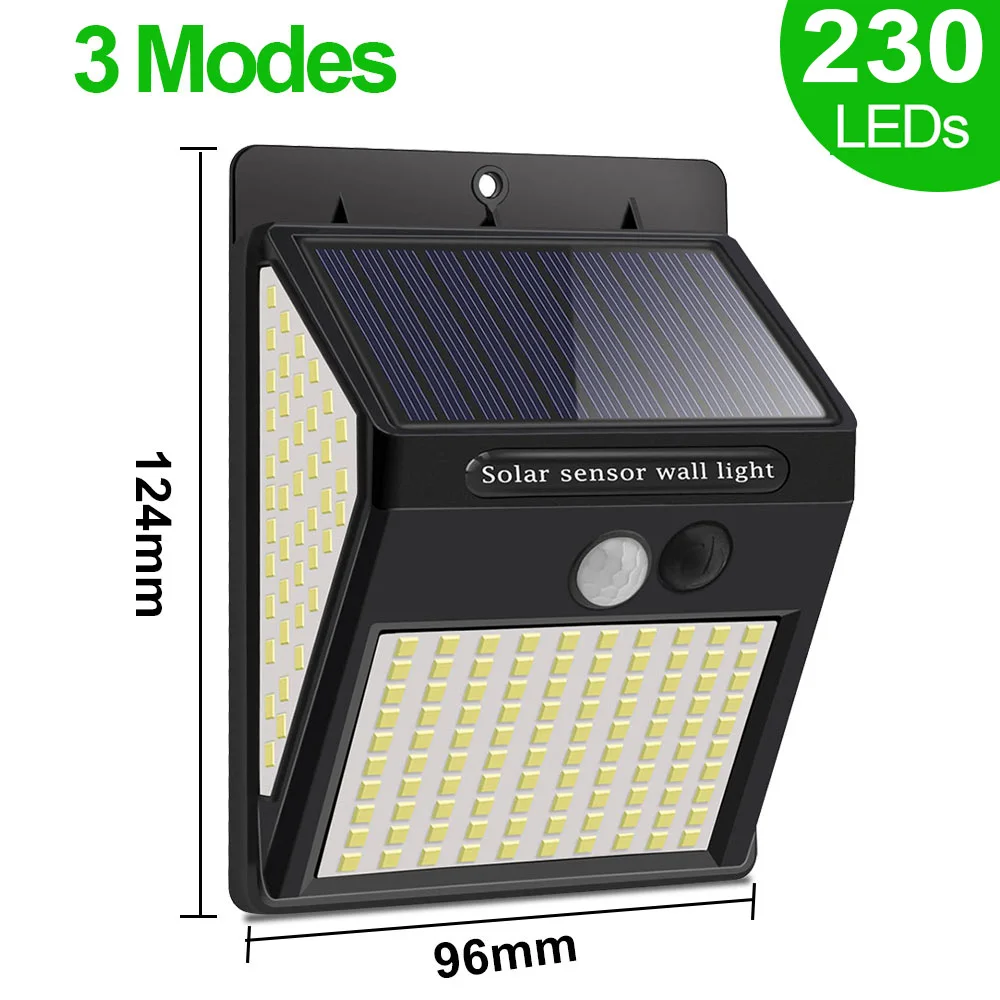 solar security light 196 230 LED Lighting Solar Light for Garden Decoration Outdoor PIR Motion Sensor Lights Waterproof Spotlights Solar Powered Lamp solar powered led wall light