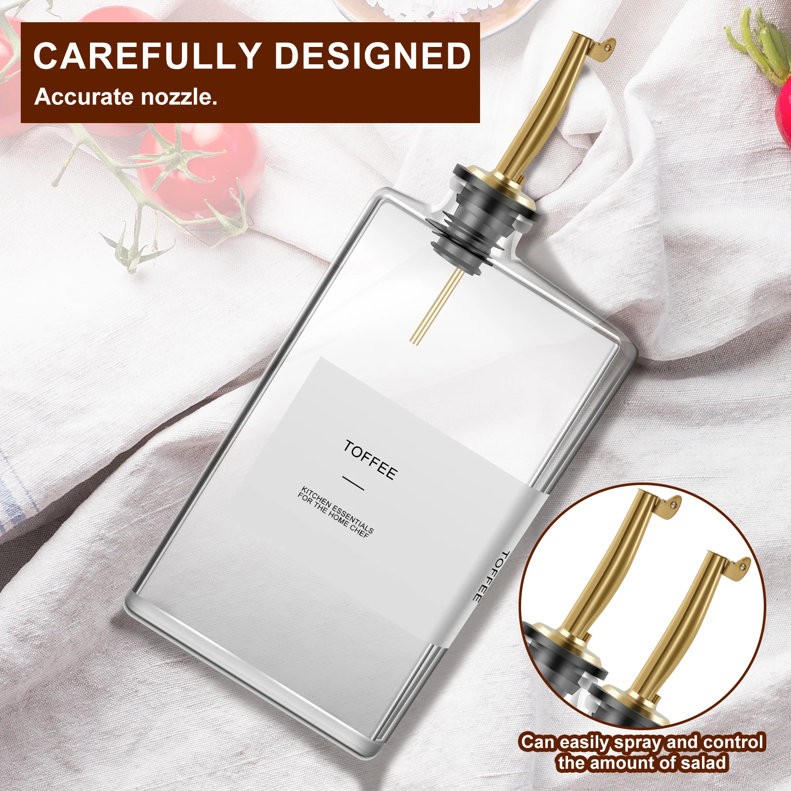 2Pc 350ml Olive Oil Dispenser Glass Cooking Oil Dispenser Rectangular Vinegar Transparent Olive Bottle for Cooking Oil Dispenser