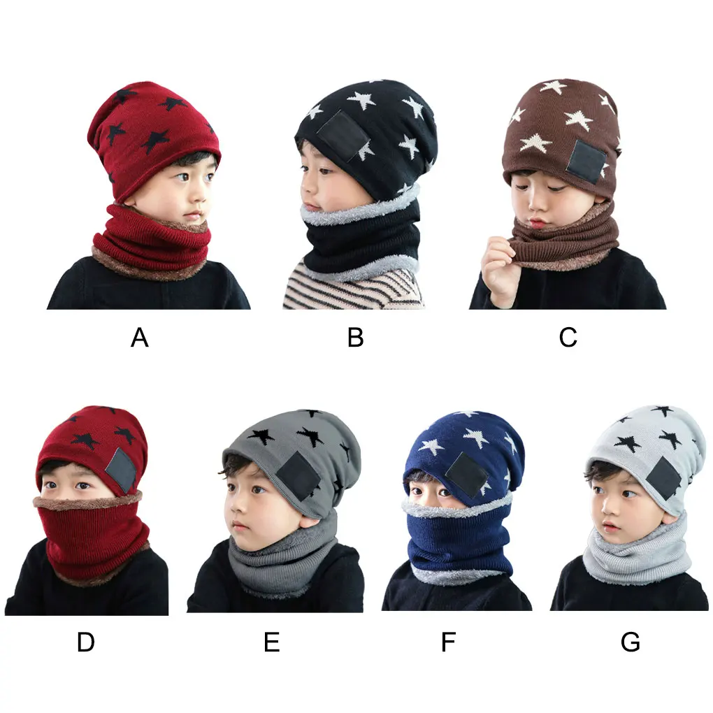 

Boys Winter Hat Kids Neckerchief Neck Warmer Kit Ear Protection Fashion