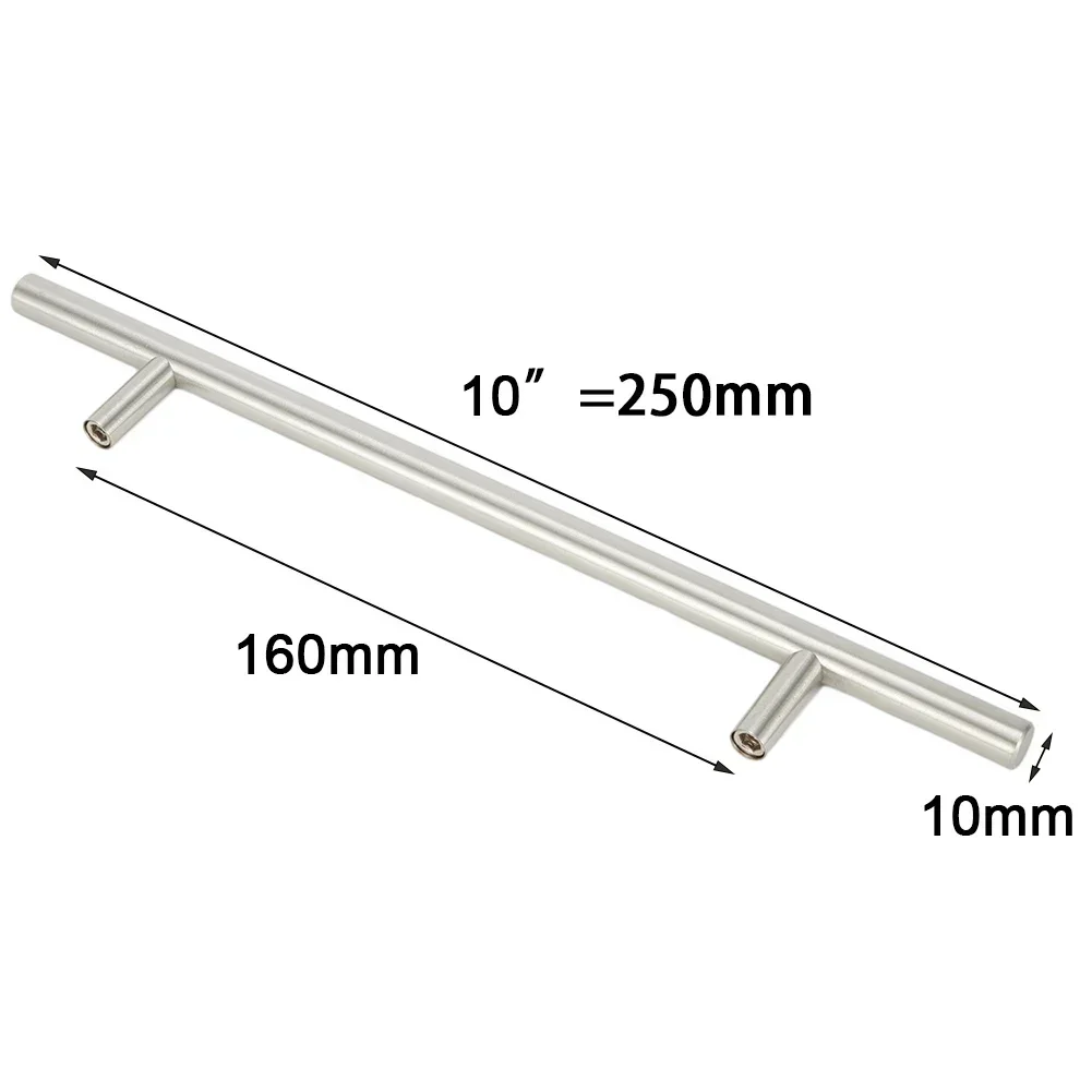 Stainless Steel T-Type Drawer Cabinet Wardrobe Door Handles 2-14 Inches 2 Screws