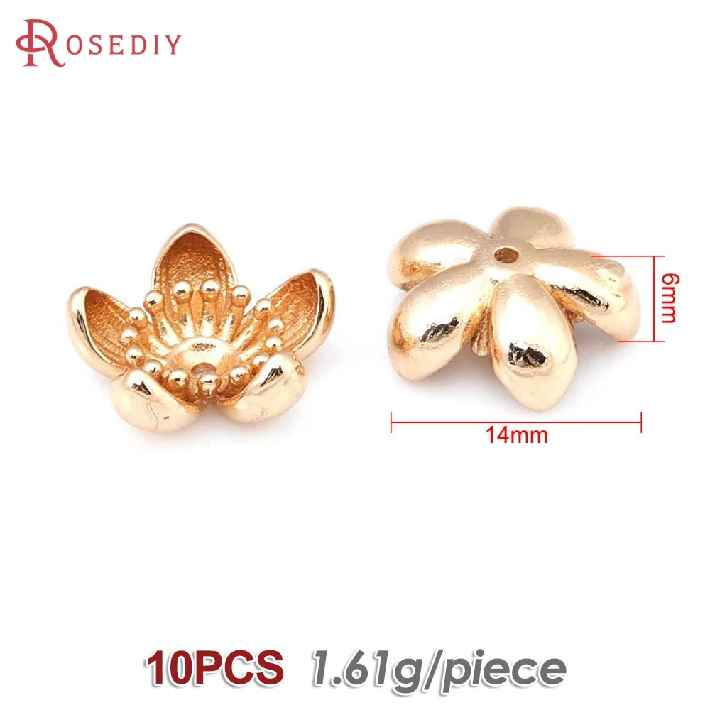 Elegant 18K Gold Brass Floral Bead Caps for DIY Jewelry & Earrings