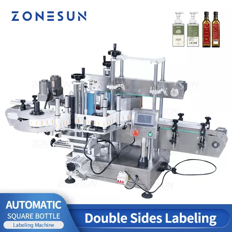 ZONESUN ZS-TB300M High Speed Automatic Flat Bottle Labeling Machine Single Double Sides Sticker Label Applicator