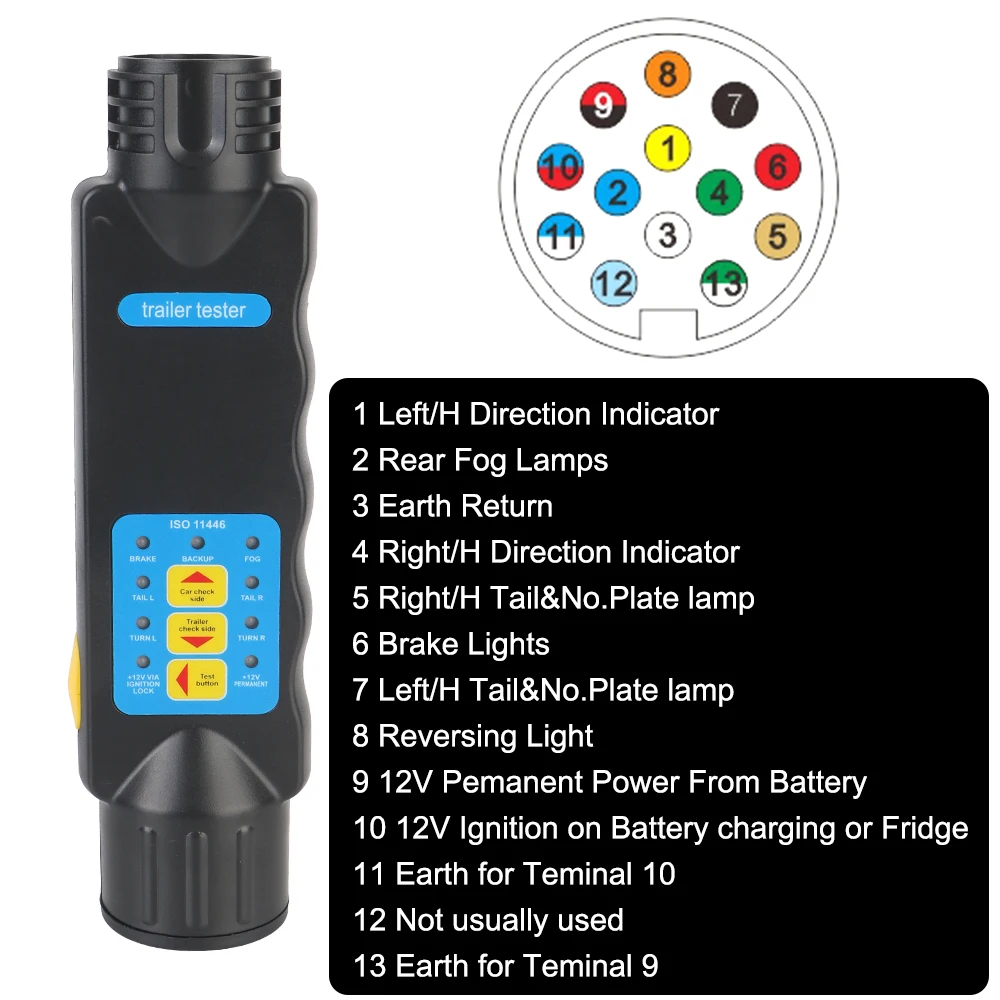 Steckdose Tester 7/13 Pole Mit 2 Adaptern - Anhängershop