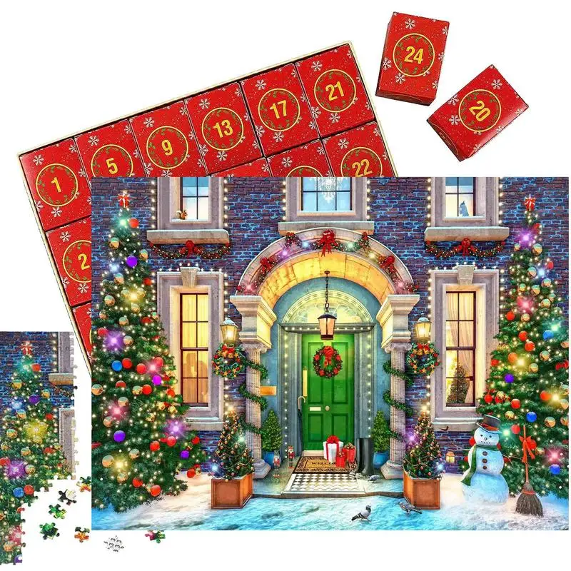 

Christmas Advent Calendar Jigsaw Puzzles 24 Days Countdown Puzzles Gift For Kids Youth Home Indoor Decorations Xmas Advent gift