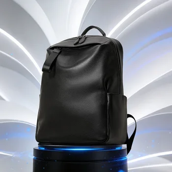 Aidanni Top-Grain Leather Men's Backpack, Large-Capacity Laptop Bag, Business Travel Casual Tourism Rucksack 1