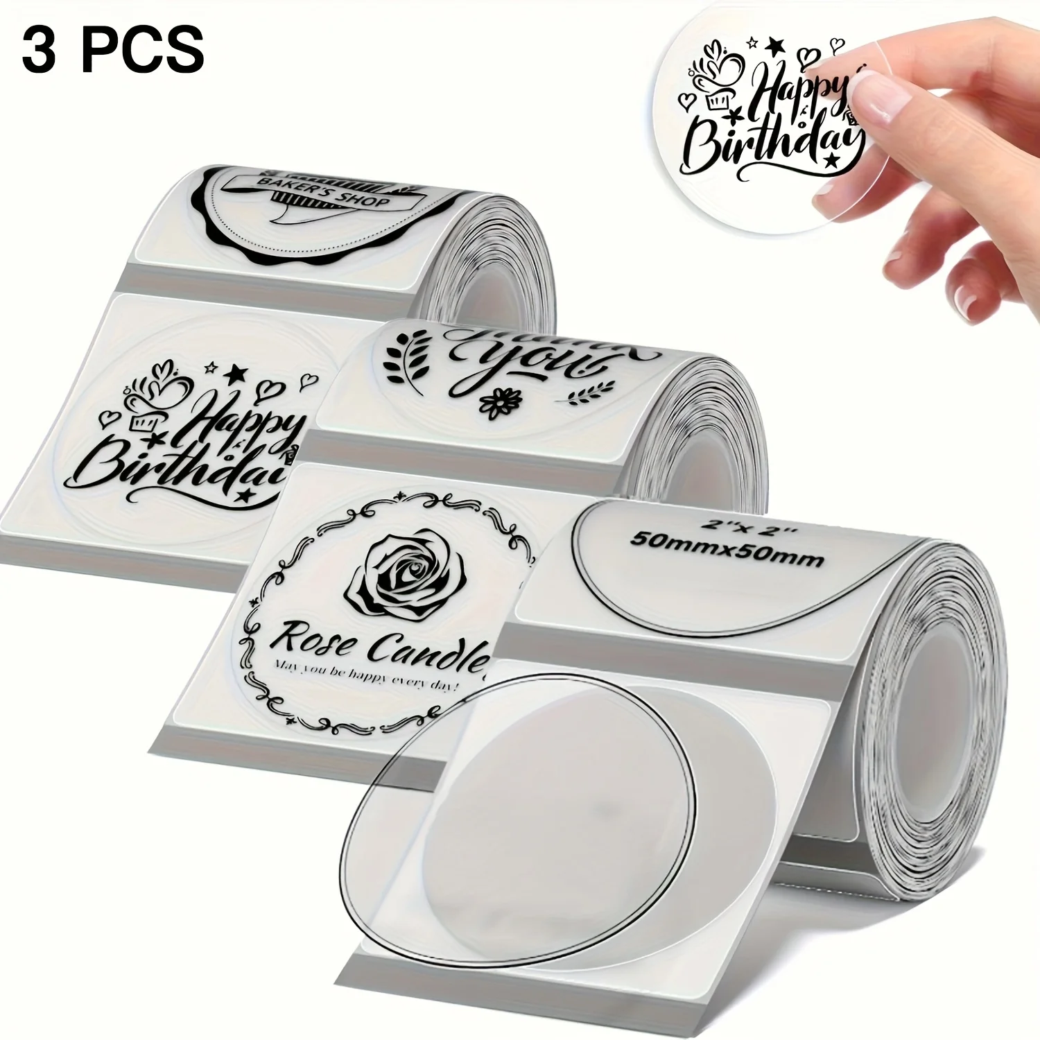 [Transparent Thermal Labels 50*50Mm] Transparent Round Thermal Labels | Self-Adhesive Thermal Label Paper | Thermal Label