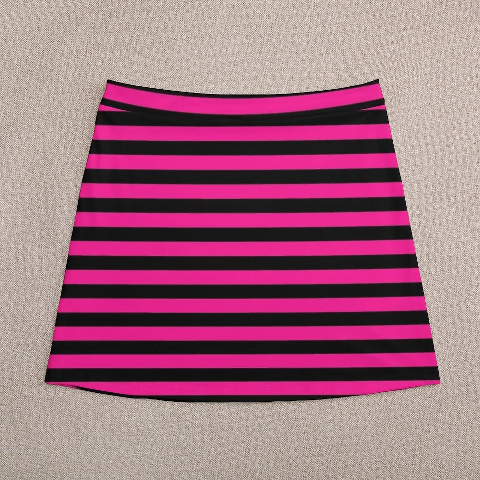 Deep Pink and Black Horizontal Stripes Mini Skirt girls skirt womens skirts