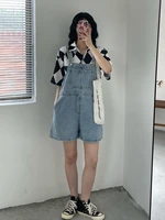 Women's Denim Overalls Short Trousers Wide Leg Loose Fit Thin Jumpsuit Korean Style for Petite Ladies Casual Clothing - Image 3